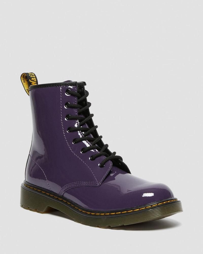 Botas con Cordones Dr Martens Youth 1460 Charol Cuero Niños Morados | MX 112TCE